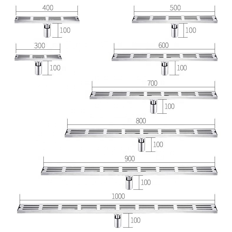 Sus304 Stainless Steel Long Floor Drain Bathroom With Siphon Brushed Ss Linear Floor Drain Backflow Preventer